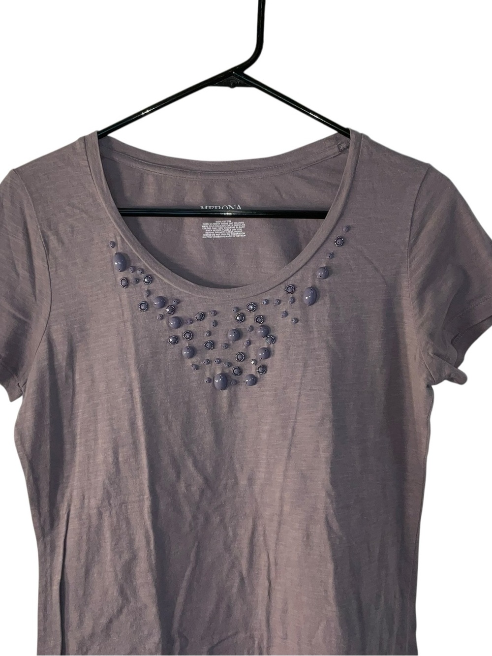 Merona Short-Sleeve Embellished Tee Trio in Lavender, Mint, Gray, White - Picture 8 of 9